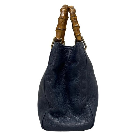 Auth GUCCI Bamboo Shopper 336032 Navy Leather - Tote Bag - Picture 4 of 16